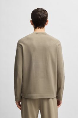Seamless-knit sweater with perforated details, Beige