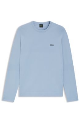 Seamless-knit sweater with perforated details, Light Blue