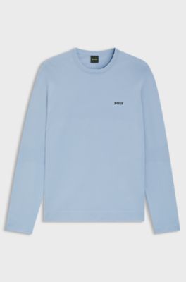 Seamless-knit sweater with perforated details, Light Blue