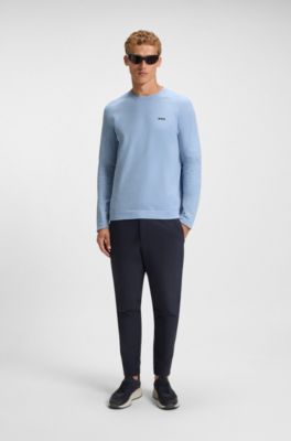 Seamless-knit sweater with perforated details, Light Blue