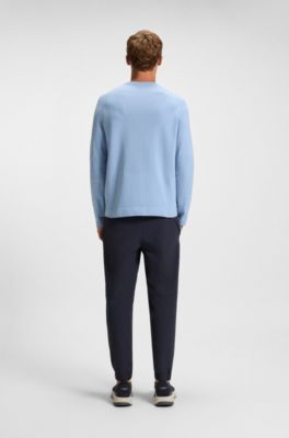 Seamless-knit sweater with perforated details, Light Blue