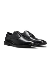 Leather Derby shoes with embossed logo, Black