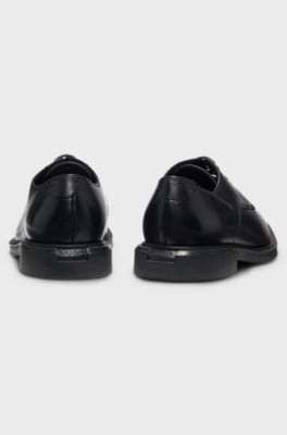 Leather Derby shoes with embossed logo, Black