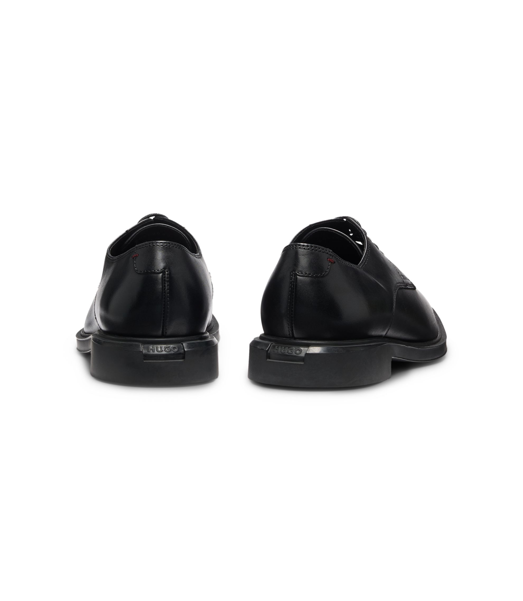 HUGO - Leather Derby shoes with embossed logo - Black display picture 1