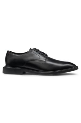 Leather Derby shoes with embossed logo, Black