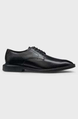 Leather Derby shoes with embossed logo, Black