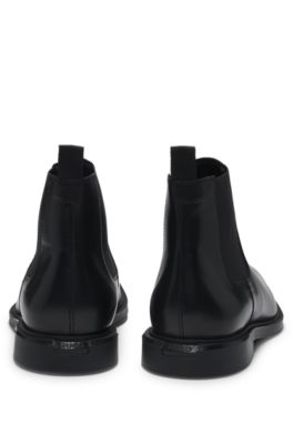 美品 HUGO BOSS ヒューゴボス シボ革 チャッカブーツ 25 ありがたく 黒  