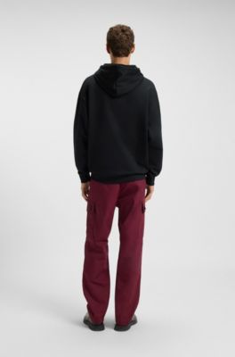 Sweat &agrave; capuche Oversize en molleton de coton avec logo r&eacute;fl&eacute;chissant, Noir