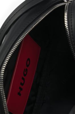 HUGO - Faux-leather crossbody bag with stacked logo - Black