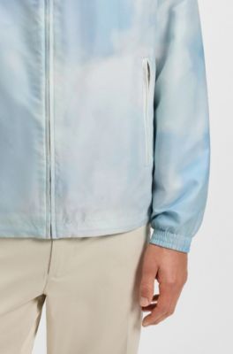 Water-repellent jacket with cloud artwork, Light Blue