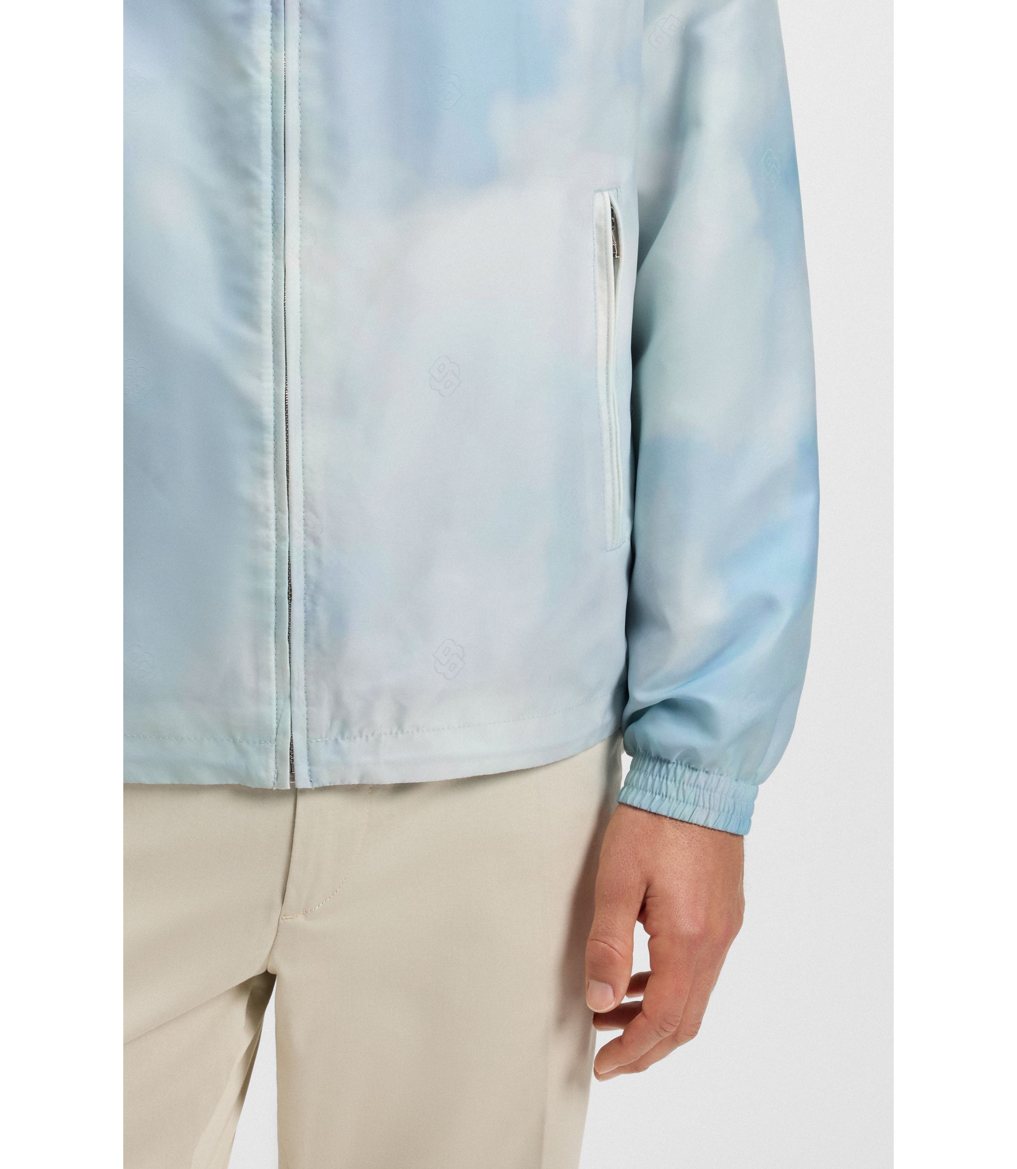 BOSS - Water-repellent jacket with cloud artwork - Light Blue