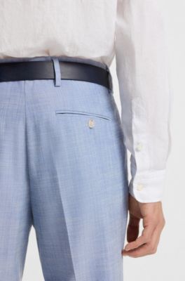 Camicia button down regular fit in lino, Bianco