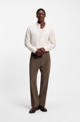 Regular-fit button-down shirt in linen, Natural