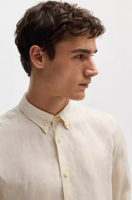 Regular-fit button-down shirt in linen