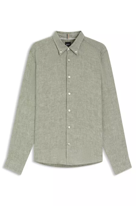 Regular-fit button-down shirt in linen
