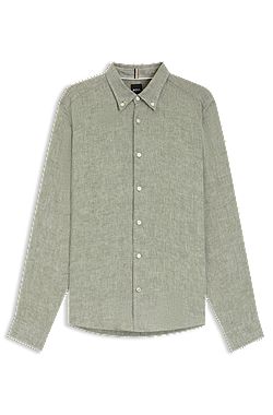 Regular-fit button-down shirt in linen
