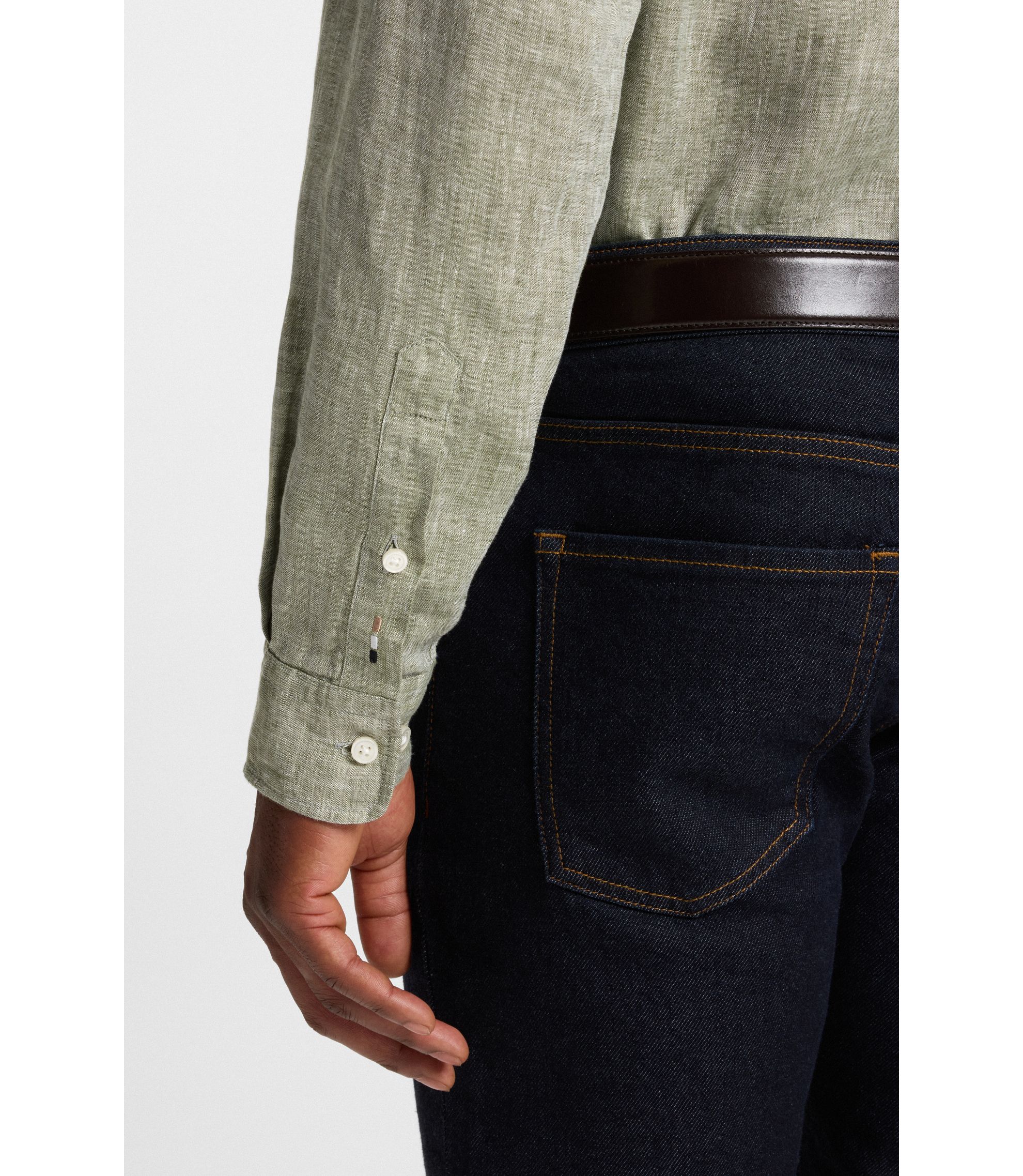 BOSS - レギュラーフィット ボタンダウンシャツ リネン - ライト