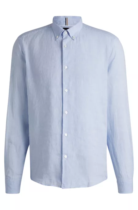 Regular-fit button-down shirt in linen