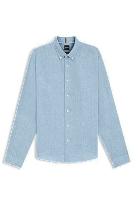 Regular-fit button-down shirt in linen
