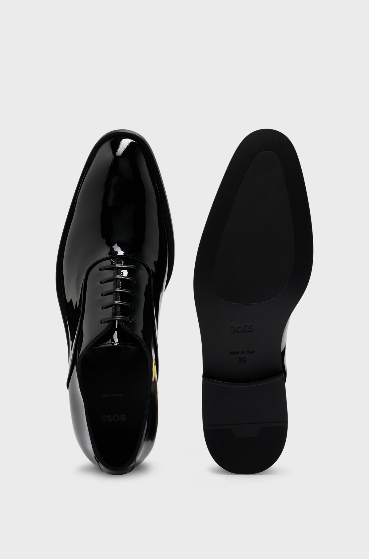 BOSS - Patent-leather Oxford shoes with stitching details BOSS - Patent-leather Oxford shoes with stitching details