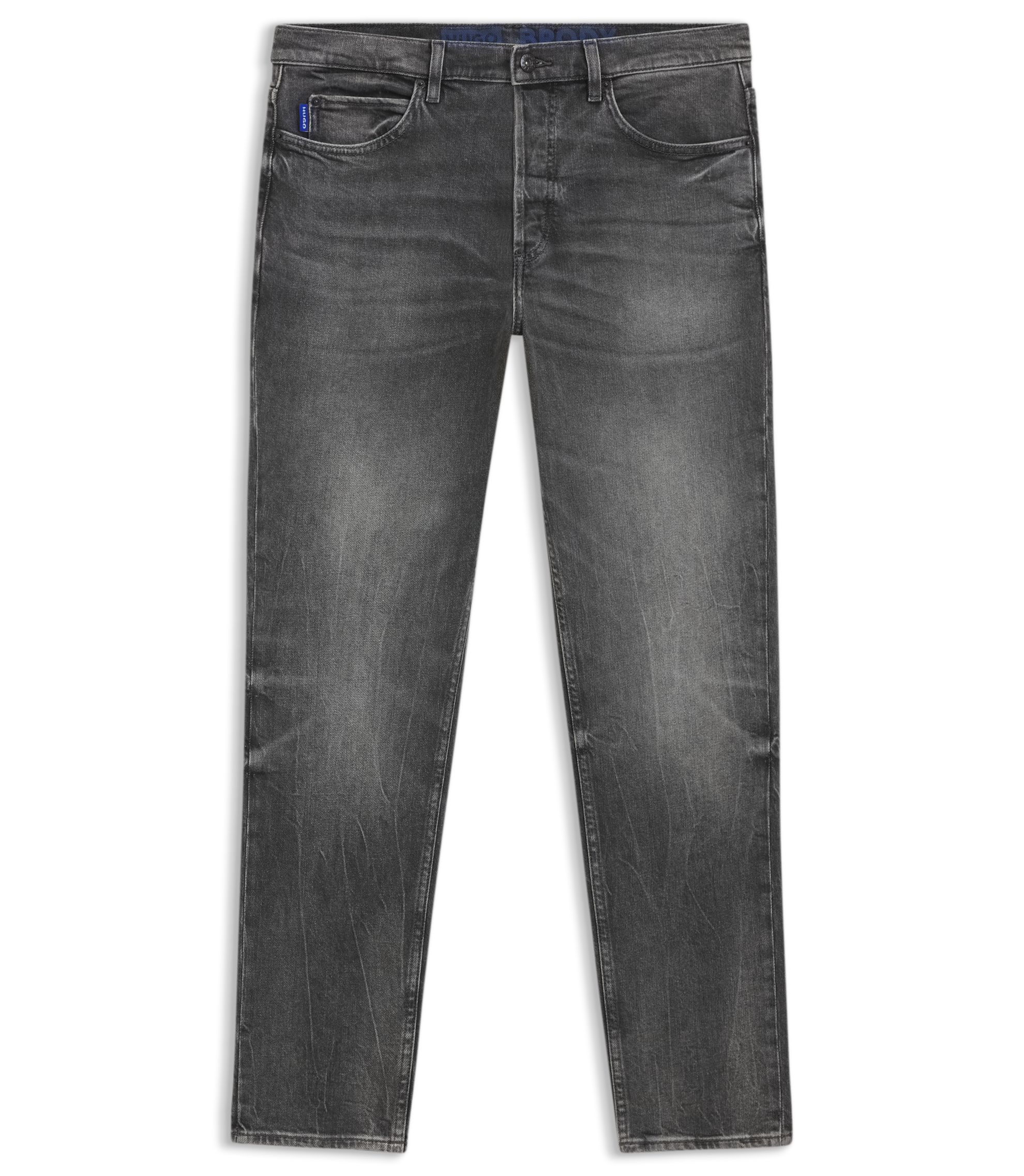 HUGO - テーパードフィットジーンズ ダークグレー ストレッチ