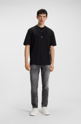 Tapered-fit jeans in dark-grey stretch denim, Grey