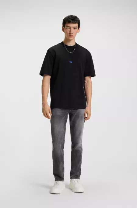 Tapered-fit jeans in dark-grey stretch denim