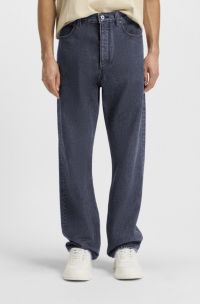 Jeans baggy fit in denim stone-washed nero, Grigio scuro