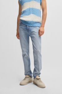 Slim-fit jeans van blauw stonewashed denim, Lichtblauw