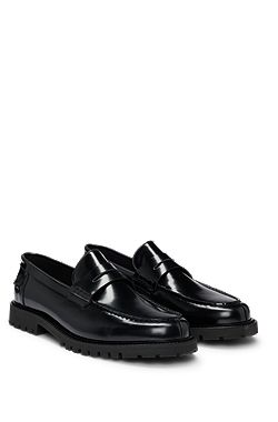Lug-sole penny loafers in brush-off leather