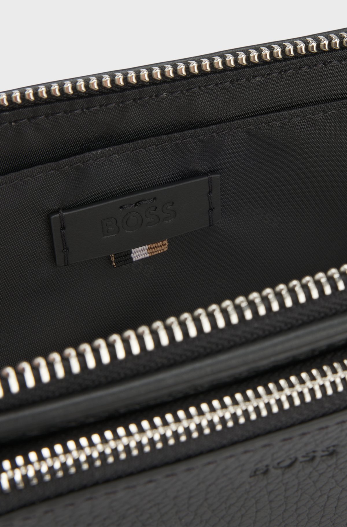 BOSS - Italian-leather crossbody bag with signature trims BOSS - Italian-leather crossbody bag with signature trims