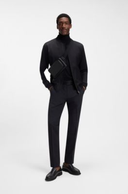 Crossbodytas van Italiaans leer met zilverkleurige hardware, Zwart