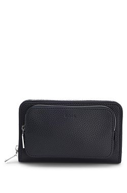 Italian leather crossbody bag with silver hardware