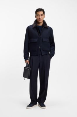 Sac &agrave; bandouli&egrave;re en cuir italien avec garnitures en argent, Bleu fonc&eacute;