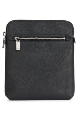 Sac enveloppe en cuir italien à logo embossé