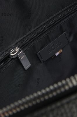 Porte-documents en cuir grain&eacute; avec logo en relief, Noir