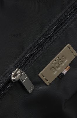 Grained-leather document case with embossed logo, Light Brown