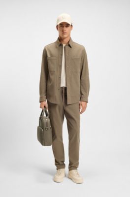 Grained-leather document case with embossed logo, Light Brown