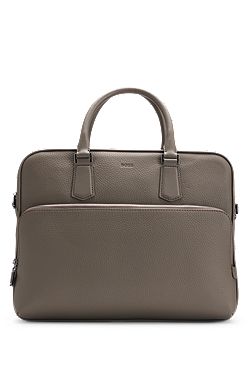 Grained Italian-leather document case with embossed logo