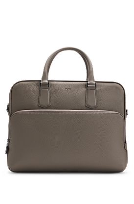 Grained Italian-leather document case with embossed logo