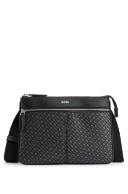 Sac enveloppe à empiècement monogrammé et logo argenté imprimé en transfert