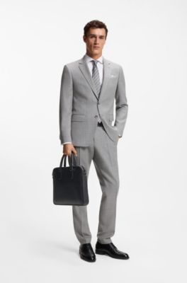 Italian-leather document case with embossed logo, Black