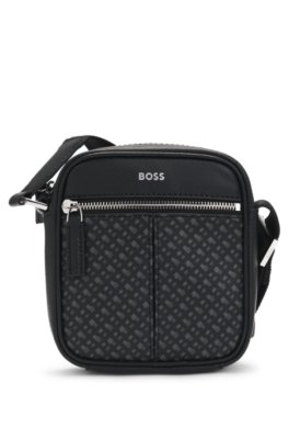 Sac reporter à panneau monogrammé et logo imprimé en transfert