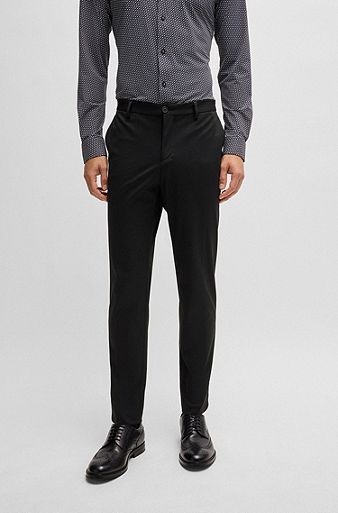 Slim-fit trousers in micro-patterned performance-stretch jersey, Black