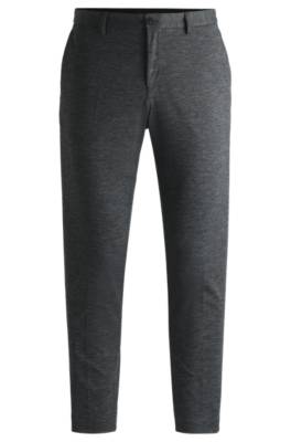 Hugo Boss Slim-fit Trousers In Micro-patterned Performance-stretch Jersey In Blue