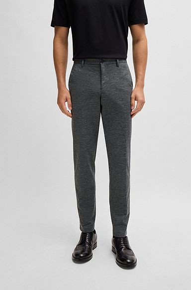 Slim-fit trousers in micro-patterned performance-stretch jersey, Dark Grey