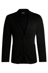 Slim-fit jacket in patterned performance-stretch jersey, Black