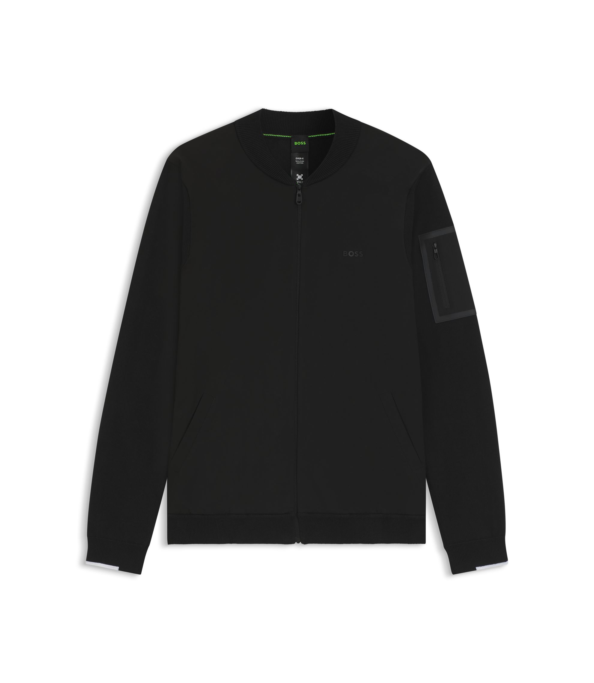 BOSS - Cotton-blend jacket with zipped sleeve pocket - Black