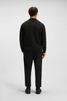 Cotton-blend jacket with zipped sleeve pocket, Black