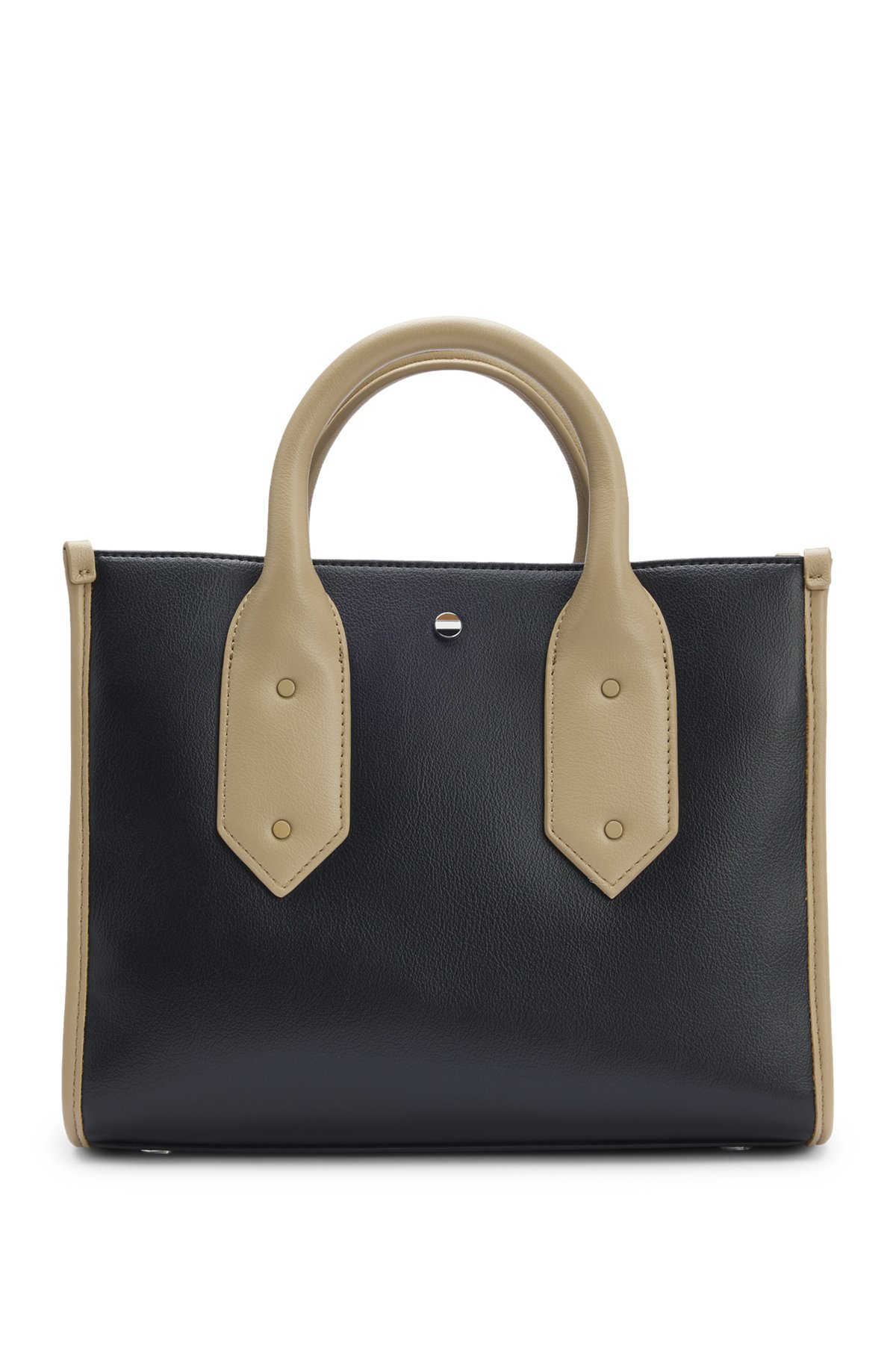 BOSS - Two-tone faux-leather tote bag with signature details